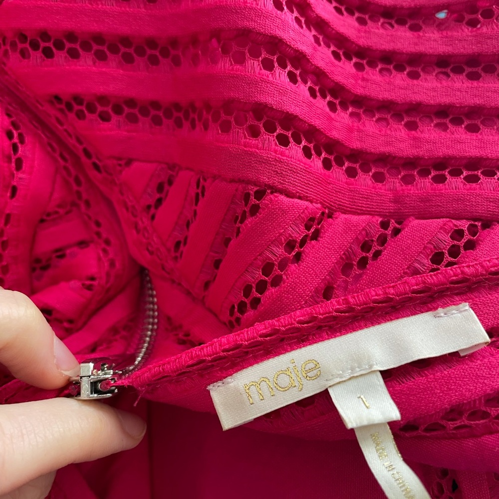 Maje, Structured Rayure Fuchsia Puffball Cocktail… - image 7